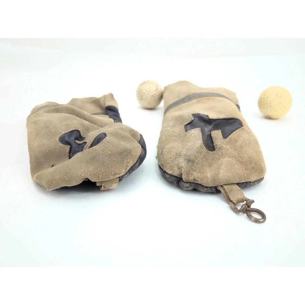 VTG Leather Golf Club Head Covers Guam Spalding Honor Dunlop Balls 3 4 WHG & CC